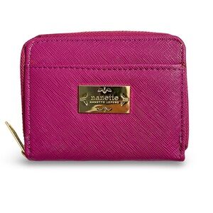 Nanette Lenore Fuchsia Pink Compact Pebbled Zip Around Wallet